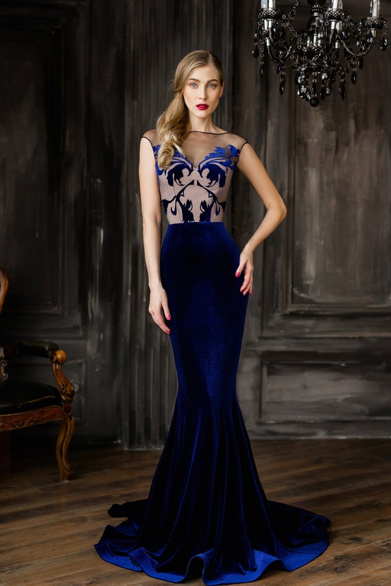 formal dark blue dress