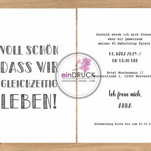 einladung zum geburtstag I kraftpapier, runder geburtstag, eindruck, einladungskarte, 30. 40. 50. 60. 70. 80. geburtstag, voll schön