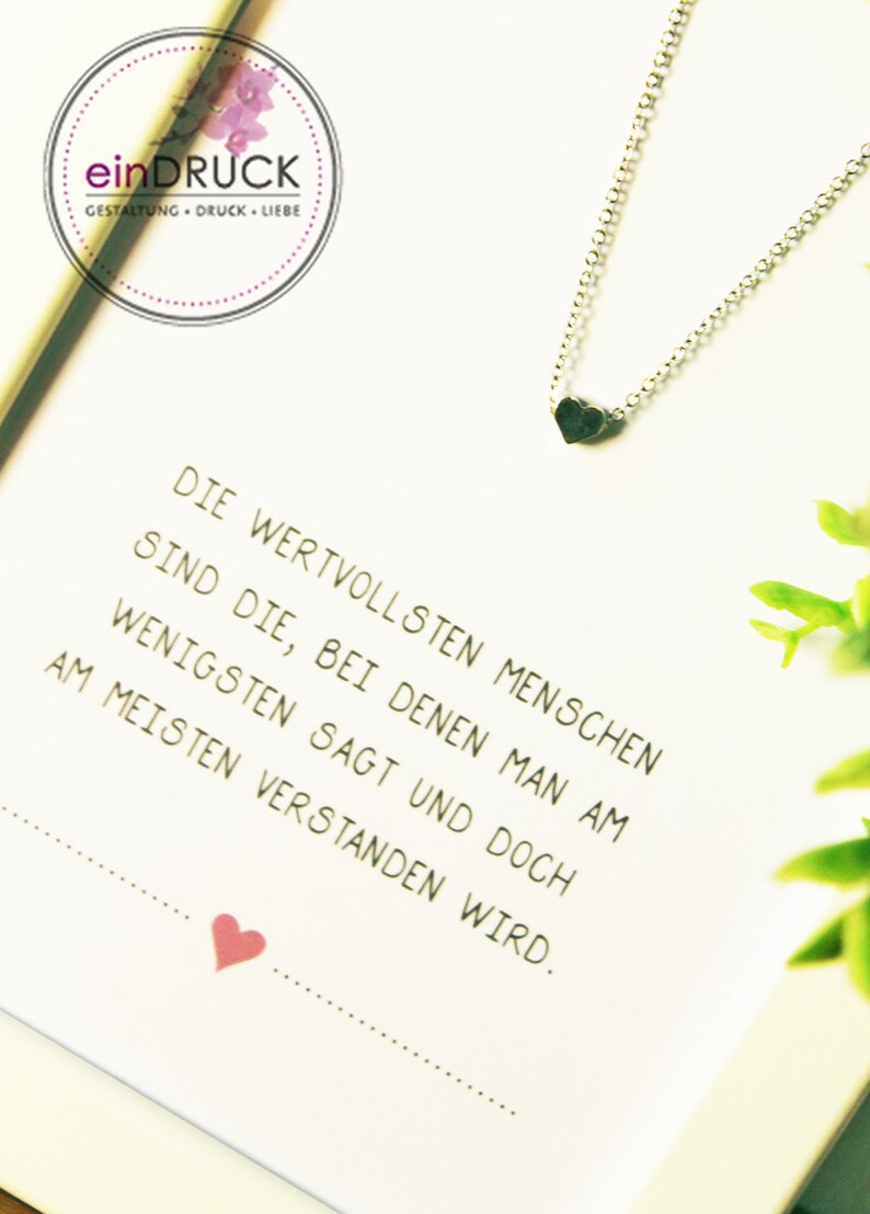 Spruchbild mit Kettefür die beste Freundin, Herzkette, Unendlich