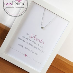 Geschenk Karte mit Kette-für die Schwester,  Herzkette, Unendlich, Infinity, Schutzengel,Armband... Freundin Bild,