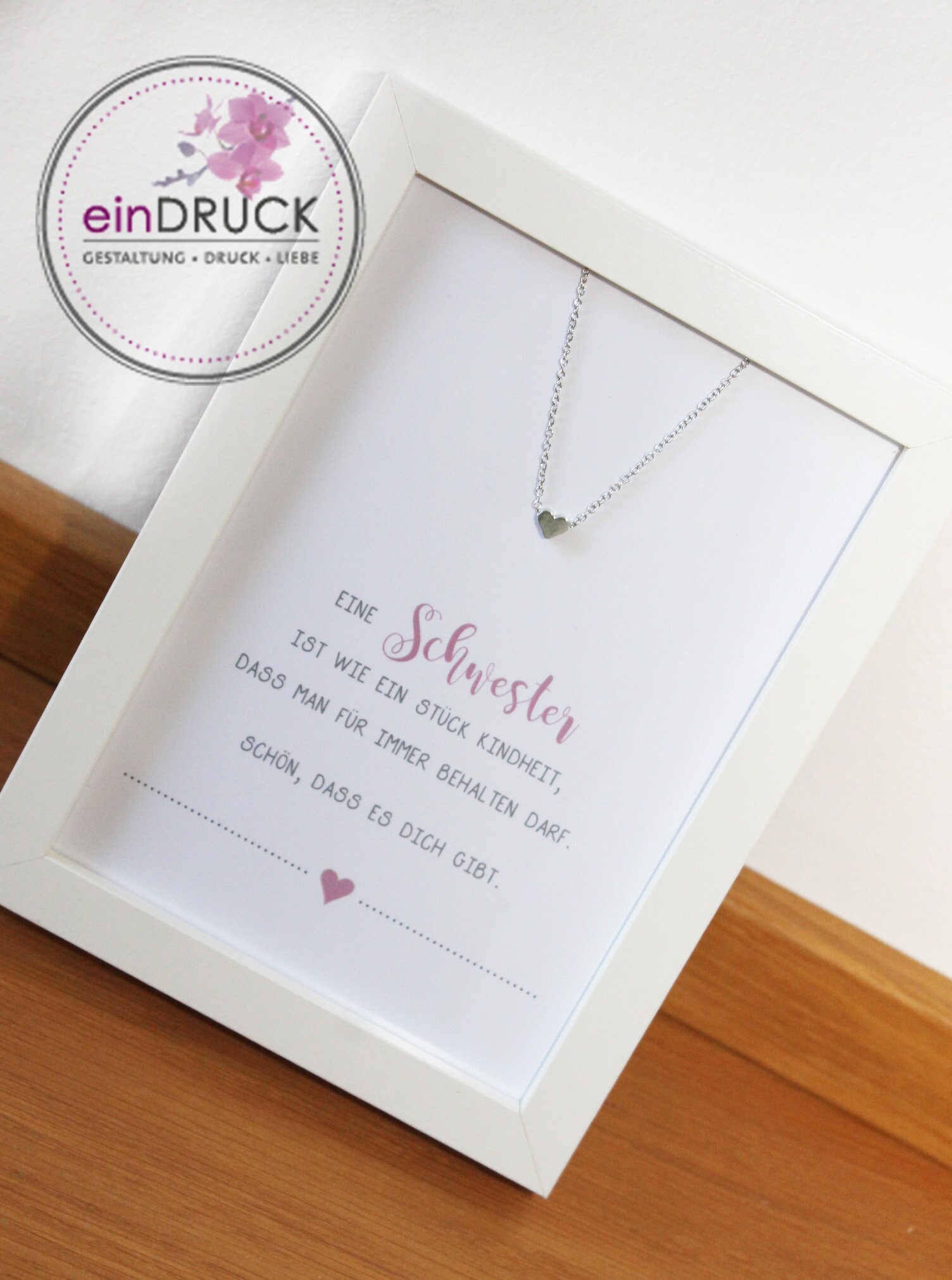 Geschenk Karte mit Kettefür die Schwester Herzkette Etsy.de