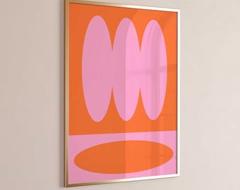 Light Pink/Orange color block wall art print/Vibrant Extra large art print/Hot pink 70x100 poster/Minimalist abstract geometric decor poster