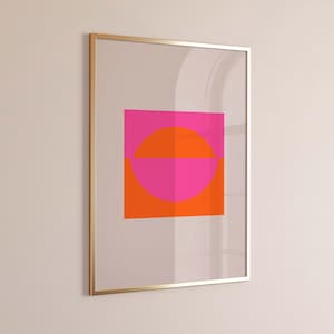 Pink und Orange Farbblock Wand Kunstdruck / Lebendiges Buntes Extra großer Kunstdruck / Pinkes 70x100 Poster / Minimalistisches, Modernes geometrisches Dekor.