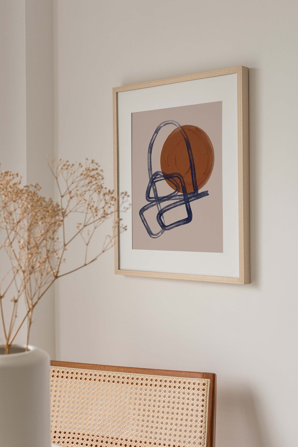 Burnt Orange/navy Blue Abstract Art/modern Wall Art Etsy