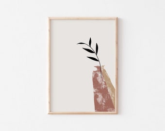 Botanical abstract wall art print/Desert illustration poster/Modern bohemian art print/Boho abstract Neutral earth tones home decor art.