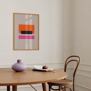 Pink/Orange/Schwarz geometrisches Wandbild/Vibrant Bunt Extra großer Kunstdruck/Hot Pink 70x100 Poster/Minimalistische, moderne Farbblockdekoration