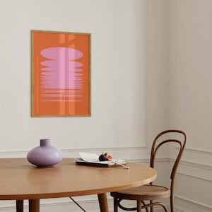 Pink/Orange abstrakte Kunst/Geometrisch bunter Kunstdruck/Modernes, lebhaftes und lebendiges Kunst Poster/Rot/Pink Kunstdruck/Extra großes Poster