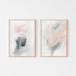 Pastel art set of 2/Gallery wall art/Simple brush stroke art/Neutral wall art/Minimal abstract art set of 2/Modern abstract art/Giclee print