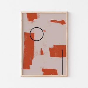 Orange, beige and black abstract art print/Brush stroke extra large art print/Mixed media contemporary wall art/Terracotta Neutral decor.