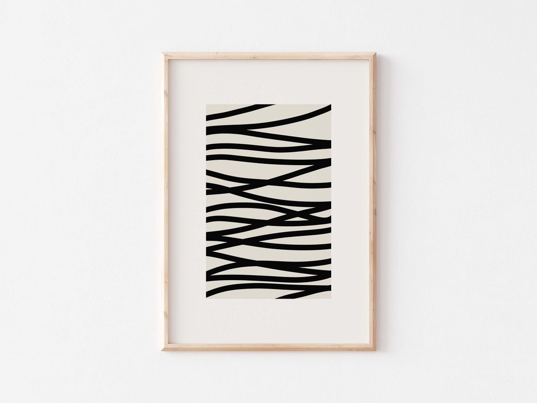 Abstract Mid Century Modern Black and Beige Printable Wall Art ...