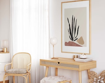 Botanical abstract wall art print/Desert illustration poster/Modern bohemian art print/Boho abstract Neutral earth tones home decor art.