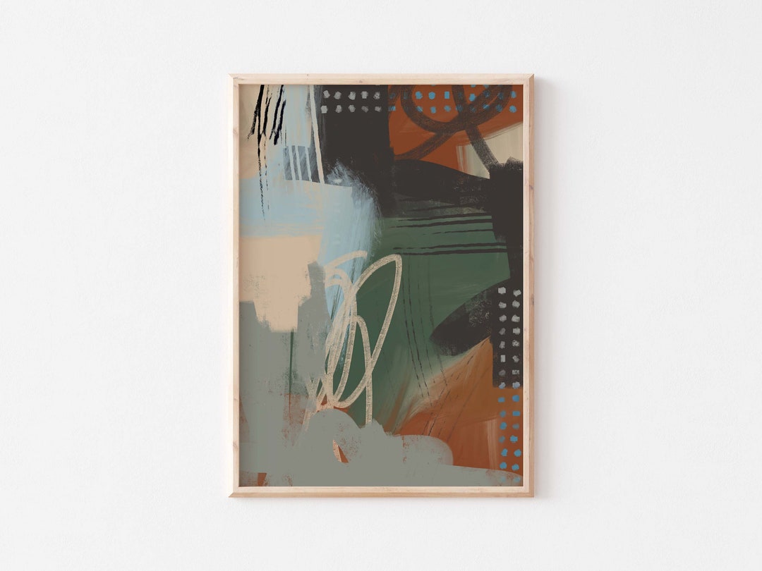 Mixed Media Abstract Wall Art/rust Digital Wall Decor/brush Stroke Art ...