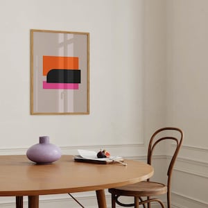 Pink/Orange/Schwarz geometrisches Wandbild/Vibrant Bunt Extra großer Kunstdruck/Hot Pink 70x100 Poster/Minimalistische, moderne Farbblockdekoration