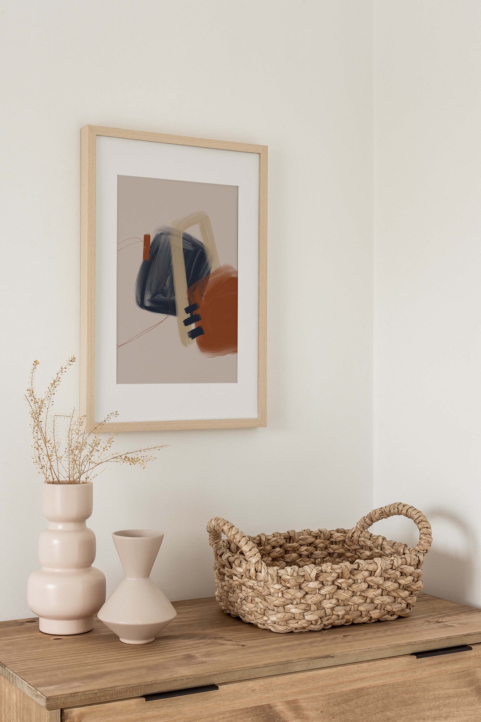 Burnt Orange/navy Blue Abstract Art/modern Wall Art Etsy