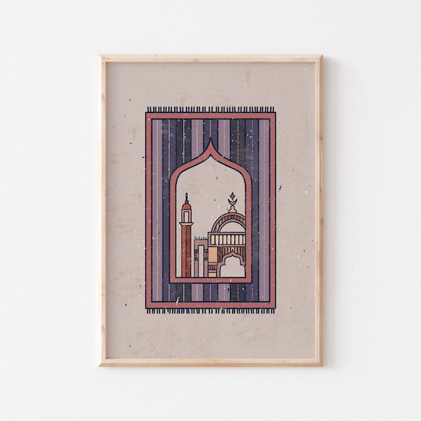 Praying corner Islamic art/Kids illustration/Islamic home decor/Ramadan wall art/Ramadan gift ideas/Ramadan poster/Nursery room art print.