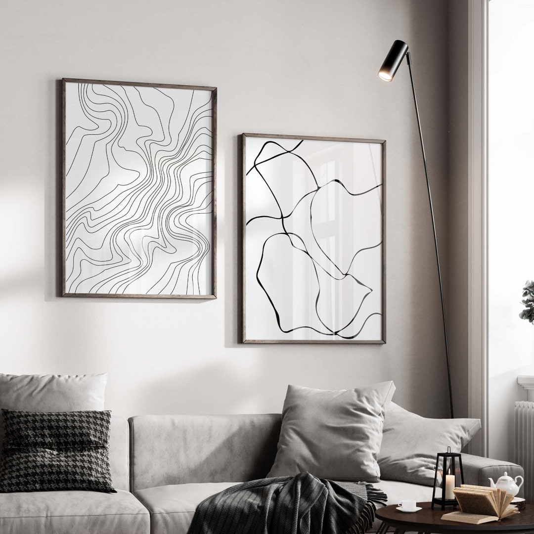Black and White Abstract Art Set/minimal Wall Art Set of Etsy