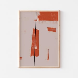 Orange, beige and black abstract art print/Brush stroke extra large art print/Mixed media contemporary wall art/Terracotta Neutral decor.