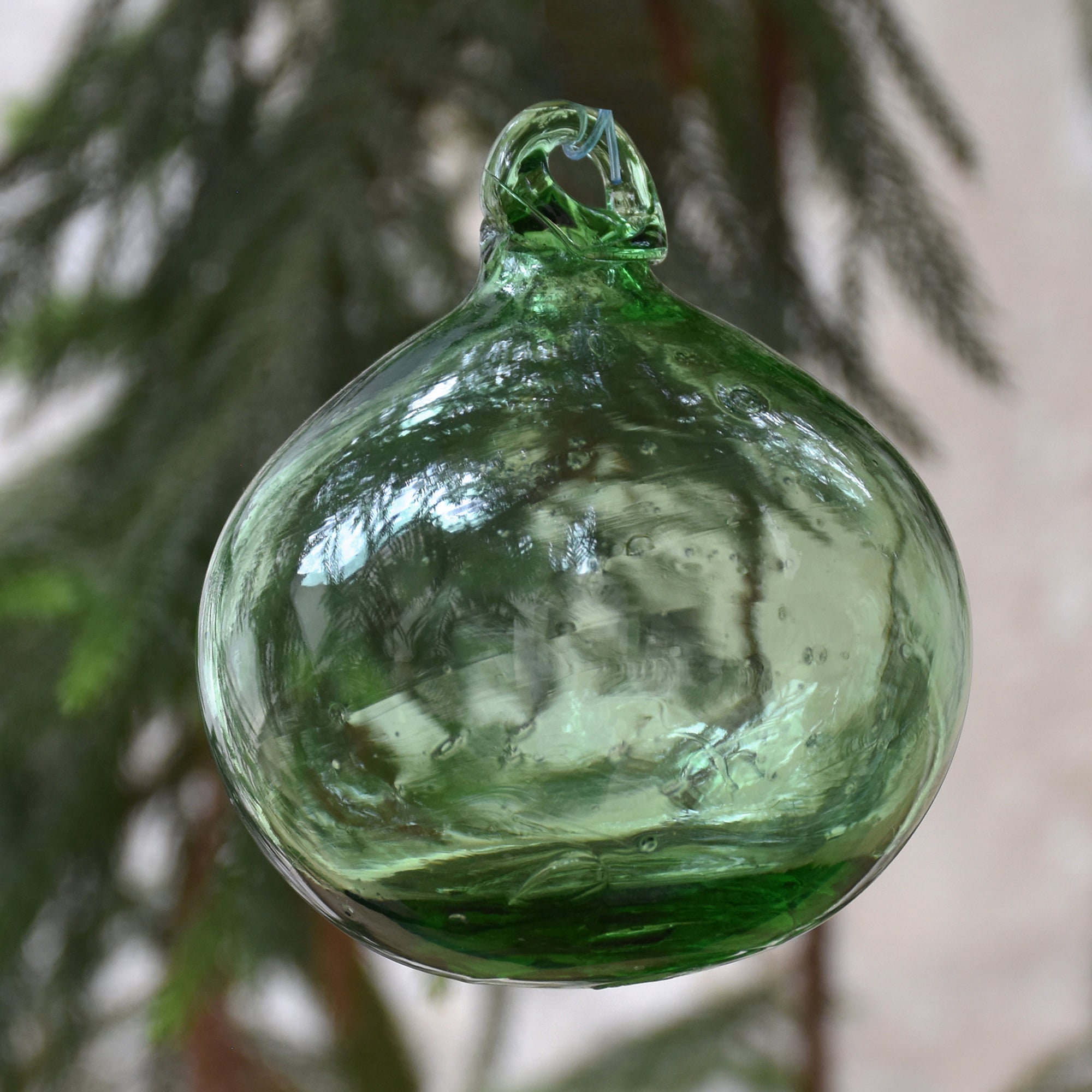 10 Grandes Boules de Noël Vertes Faites à La Main en Verre Soufflé Syrien | Vous Pouvez Passer Une C