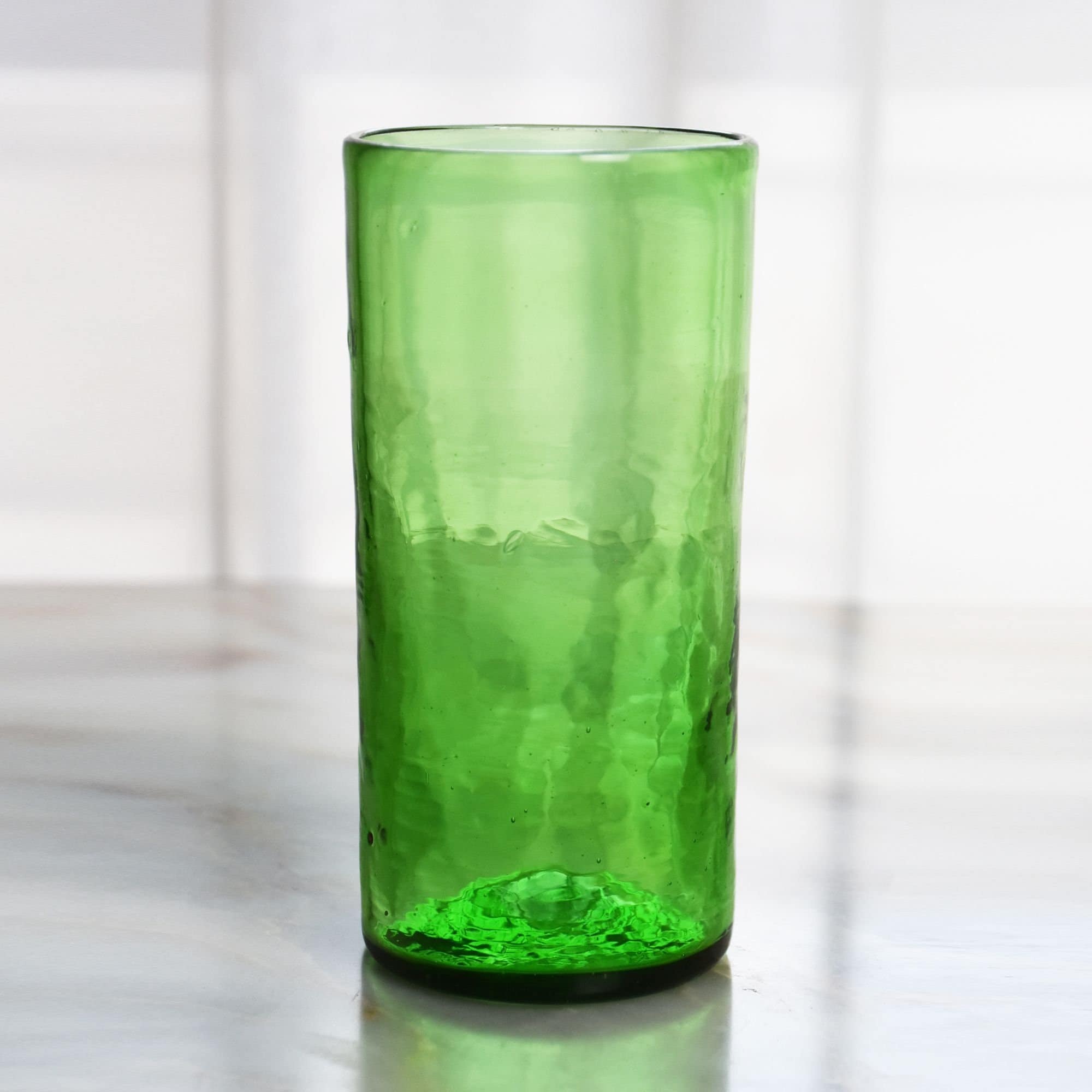 8 Verres d'eau Droite Verte Faits à La Main en Verre Soufflé Syrien | Vous Pouvez Mélanger Les Coule