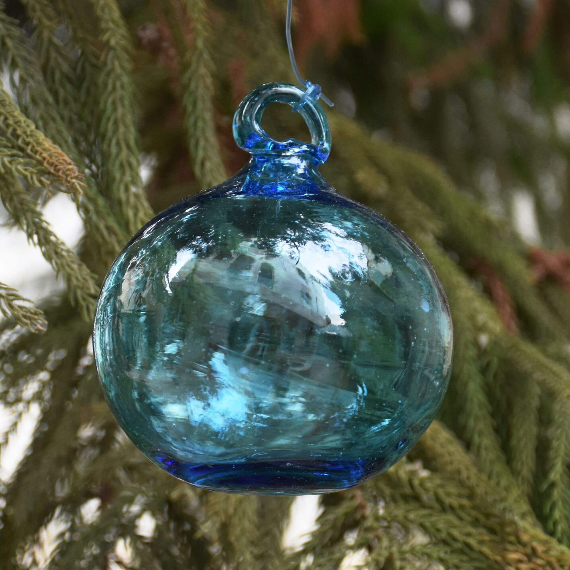 10 Grandes Boules de Noël Turquoise Faites à La Main en Verre Soufflé Syrien | Vous Pouvez Passer Un