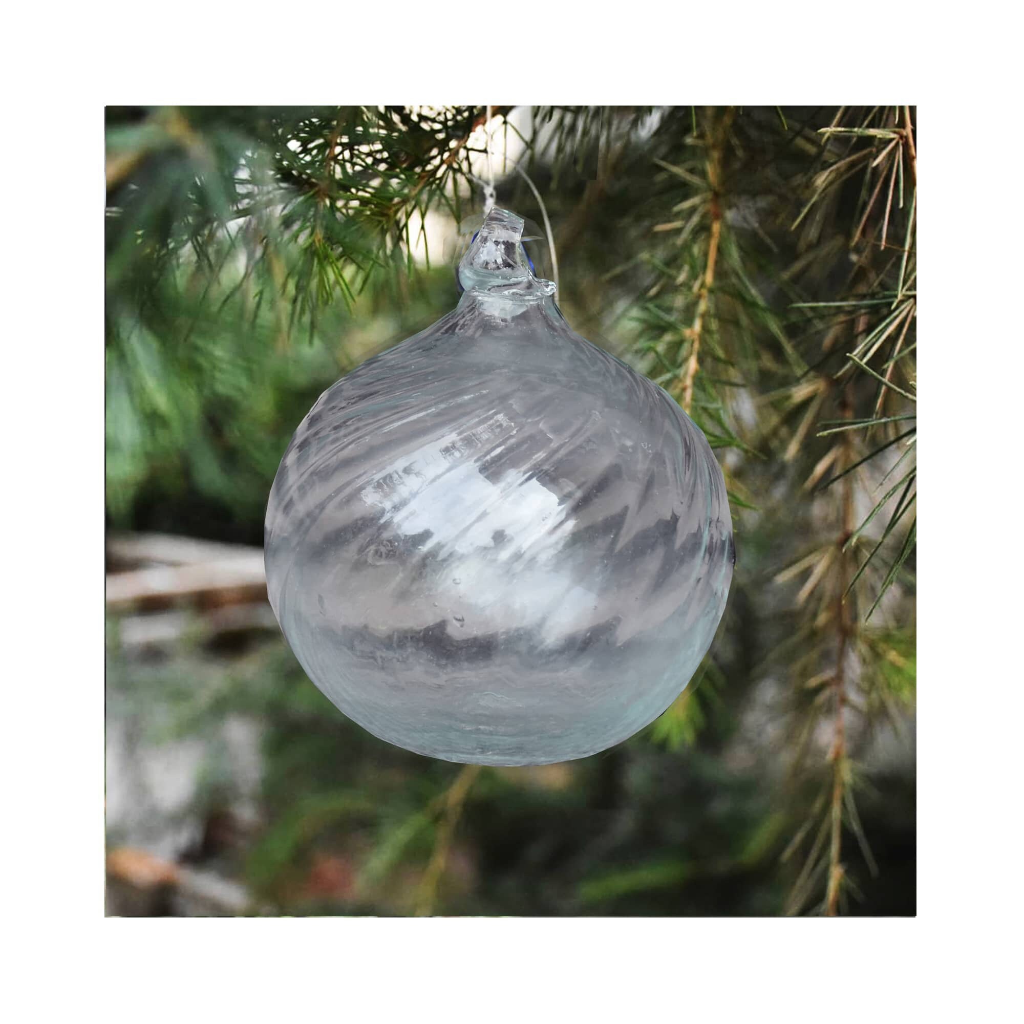 10 Grandes Boules de Noël Rayées Fumées Faites à La Main en Verre Soufflé Syrien | Vous Pouvez Passe