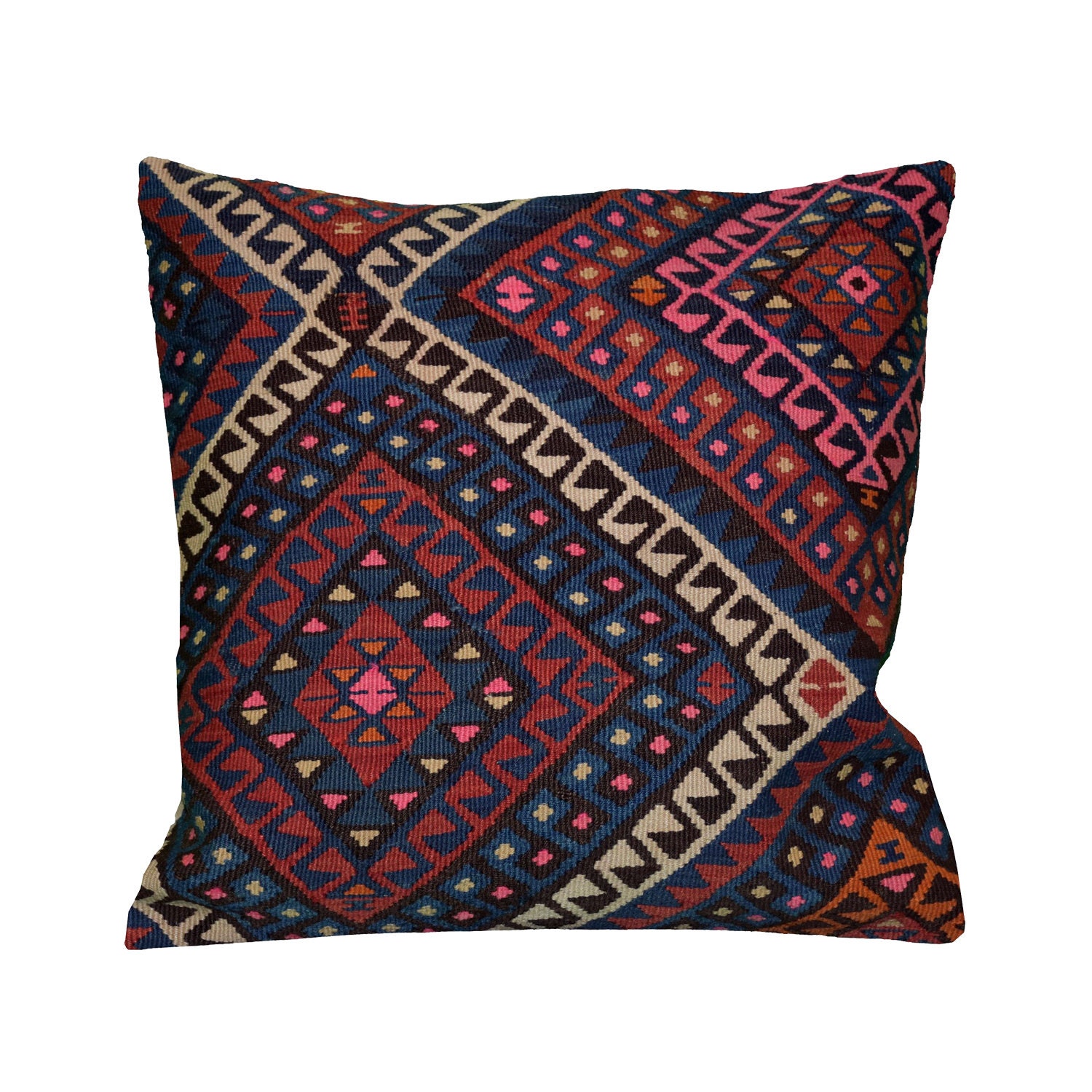 Couverture Multicolore de Coussin Ethnique Kilim Cru Anatolie
