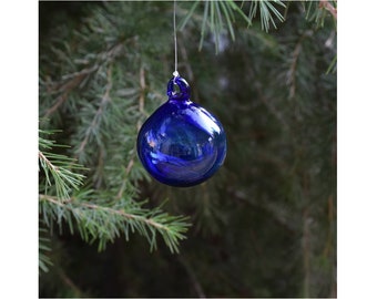 12 Blue small Christmas balls handmade of Syrian blown glass (You can place a customized order mixing models & colors by sending a message)