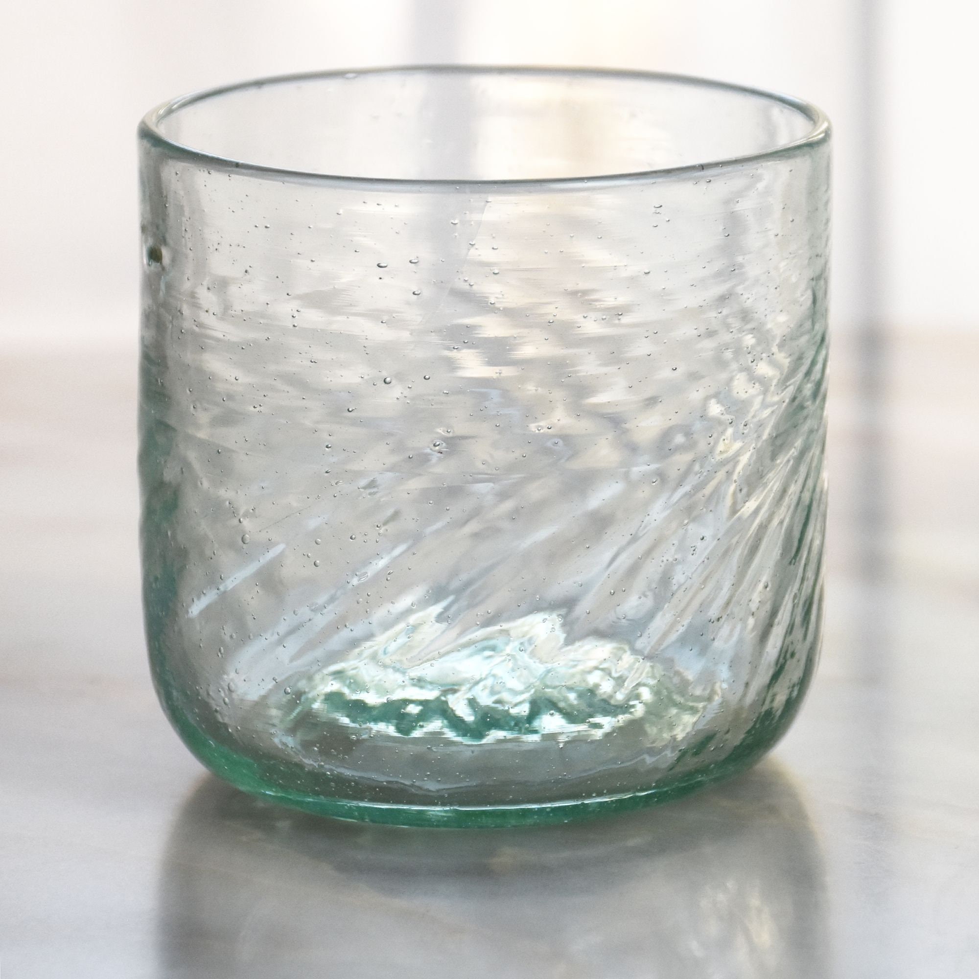 8 Verres d'eau Transparents à Rayures Courtes en Verre Soufflé Syrien | Vous Pouvez Mélanger Les Cou