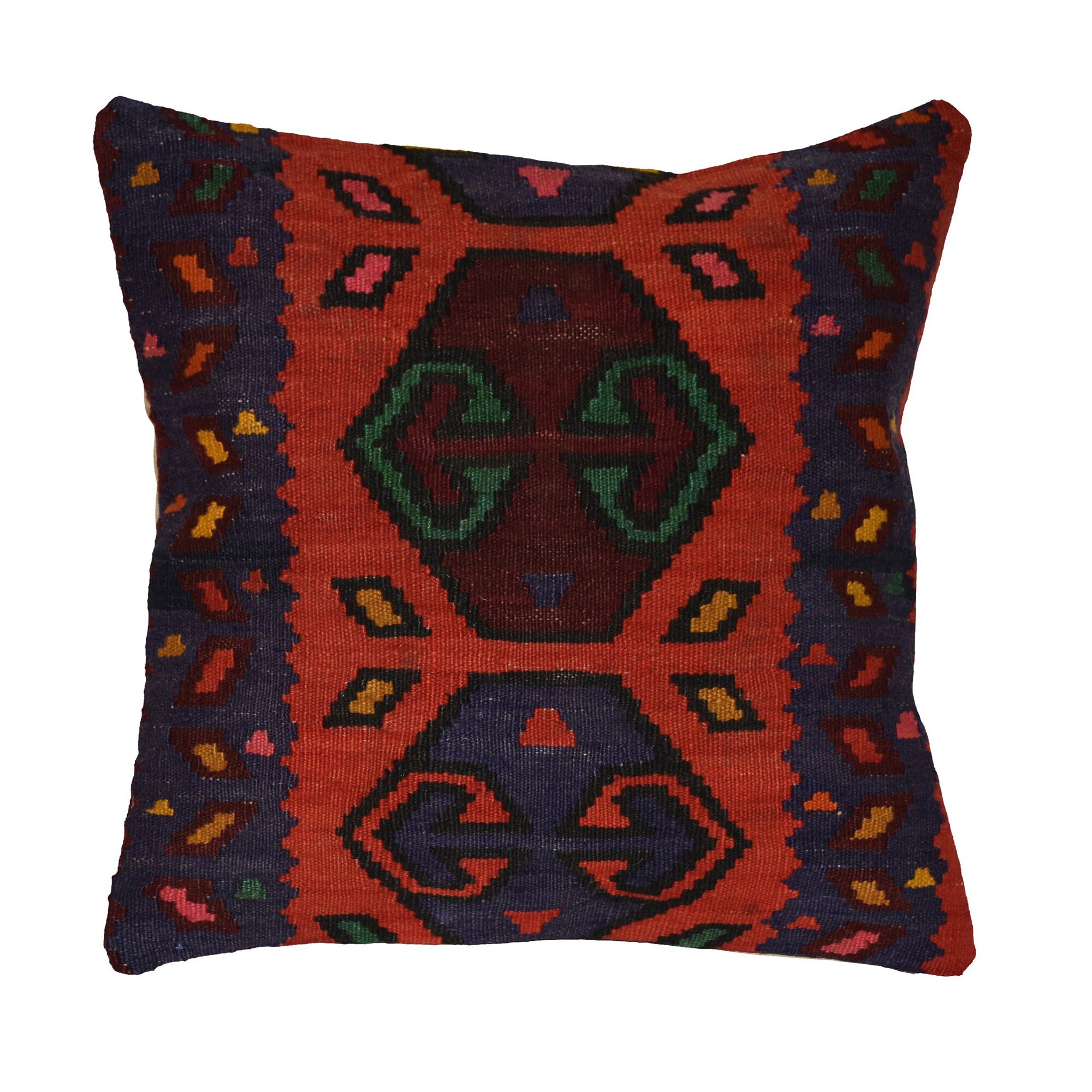 Couverture Multicolore de Coussin Ethnique Kilim Cru Anatolie
