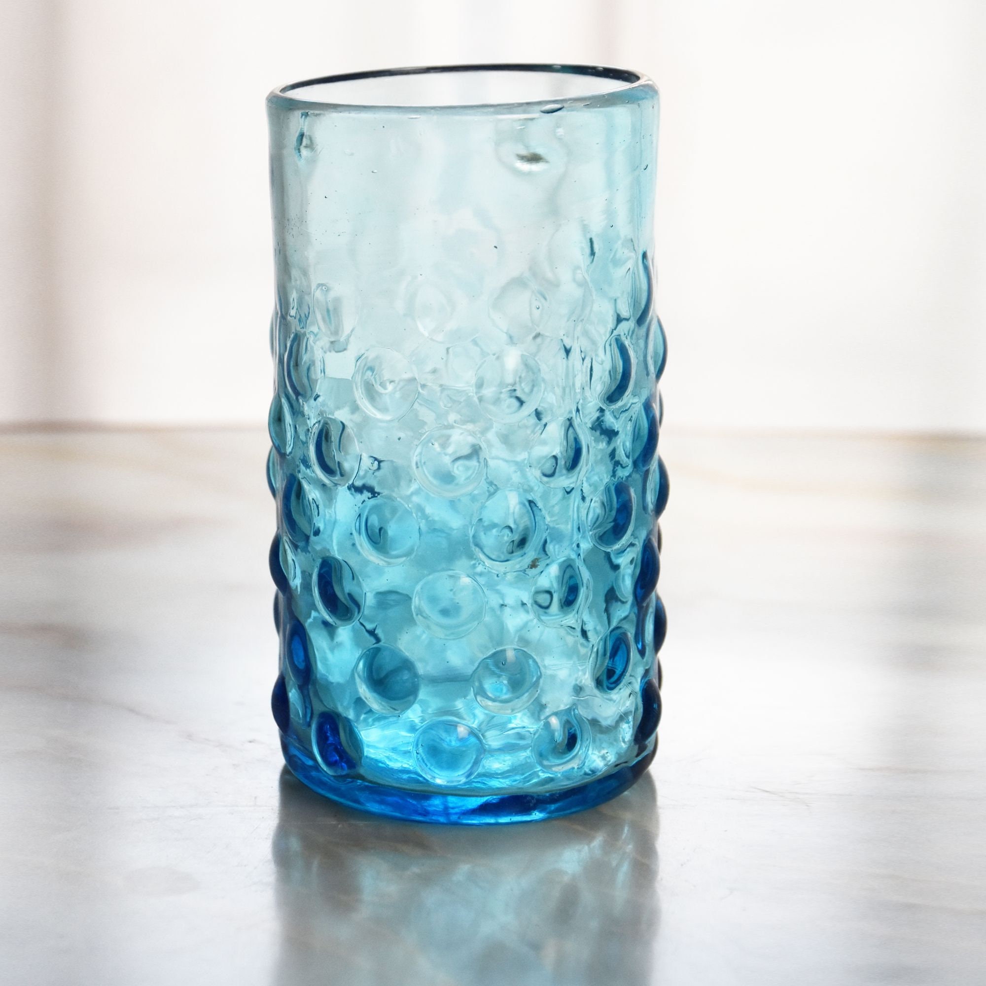 8 Verres à Bulles d'eau Turquoise en Verre Soufflé Artisanal | Vous Pouvez Mélanger Les Couleurs et 