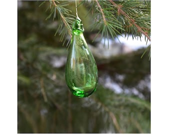 12 Green Christmas small drops handmade of Syrian blown glass (You can place a customized order mixing models & colors by sending a message)