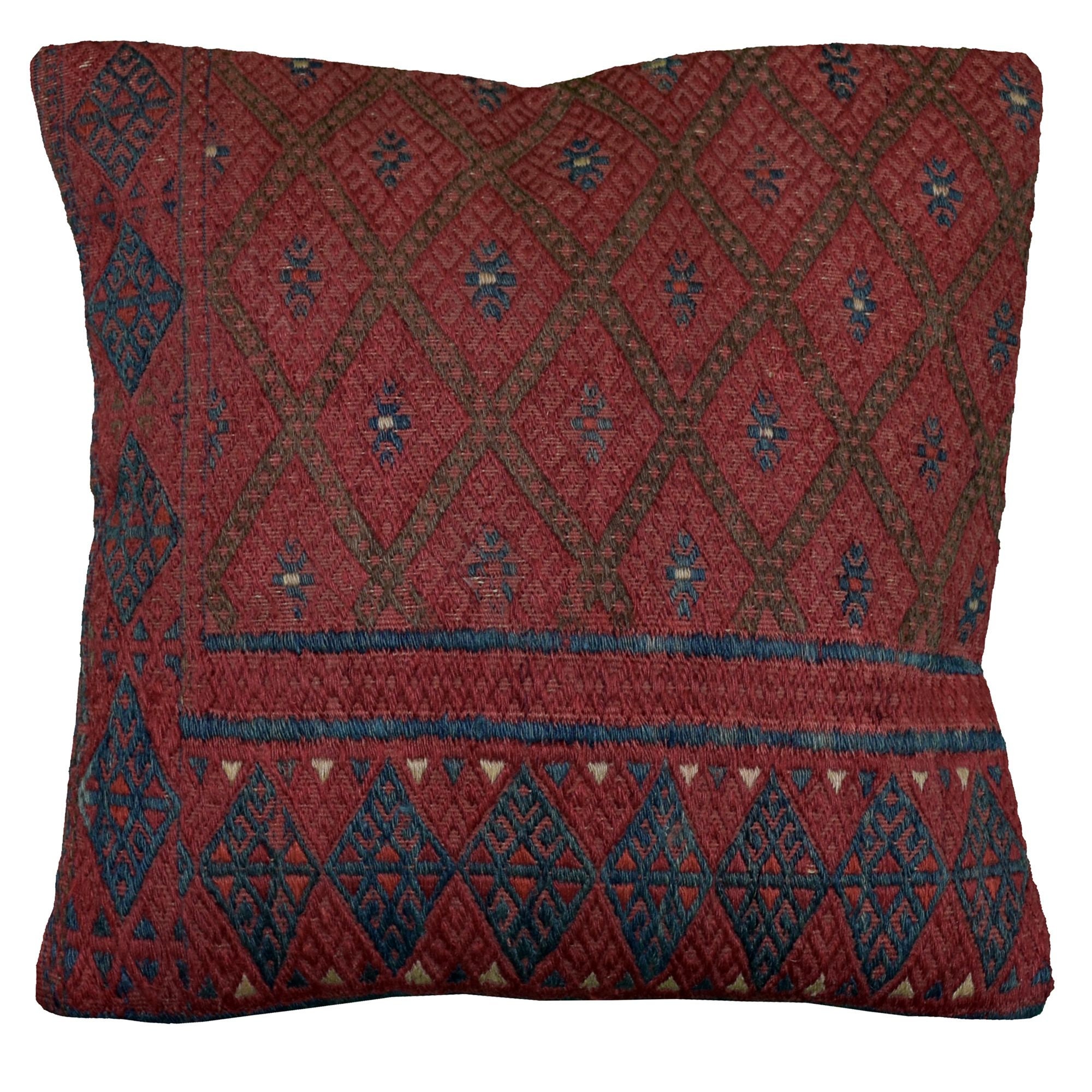 Coussin Kilim Vintage Rouge Fait à La Main de Fragments Antiques Tapis | Dans Notre Collection, Nous