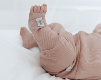 Baby Leggings Soft Altrosa | Ripp-Jersey Hose Mädchen | Gerippte Kinderhose Handmade | Über 15 Farben | J&B Design | Babyhose Basic