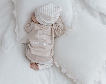 Oversize Sweater Milk Club – Hellbeige Sweatshirt – Kinderpullover Handmade – French Terry Unisex - Sommershirt Kinder - Pullover Baby