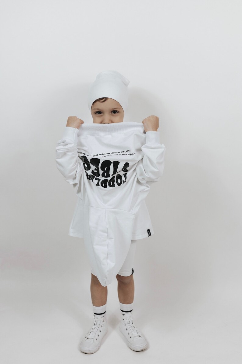 Oversized Hoodie Toddler Vibes, Hoodie, Pullover, White image 3