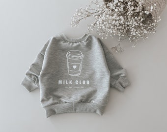 Sofort Lieferbar, Oversize Sweater Milk Club, Grau Melliert, Sweatshirt, Größe 74