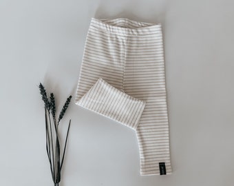 Leggins rib beige-cream striped, leggings, joggers, cozy joggers