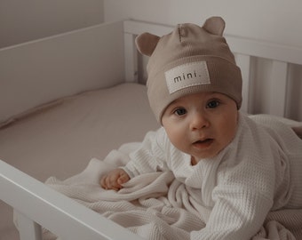 Bonnet ours, bonnet hipster, beige foncé, bonnet d'hiver, bonnet bébé, bonnet, bonnet