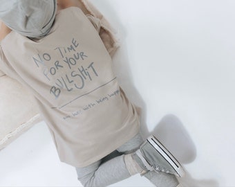 Oversize T-shirt Bullshit, beige, zand