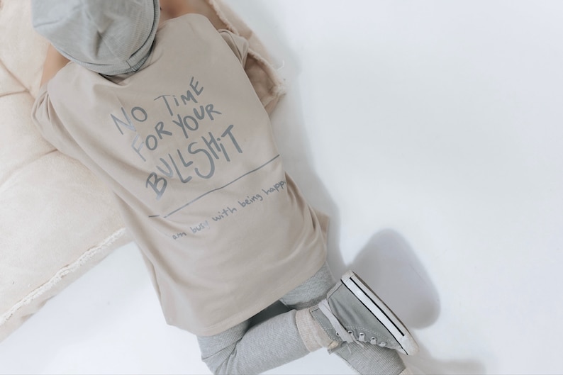 Oversize T-Shirt Bullshit, beige, sand Bild 1