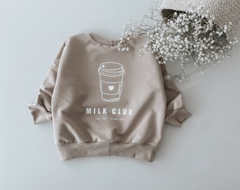 Immediately available, Oversize Sweater Milk Club, dark beige, sweatshirt, size 92