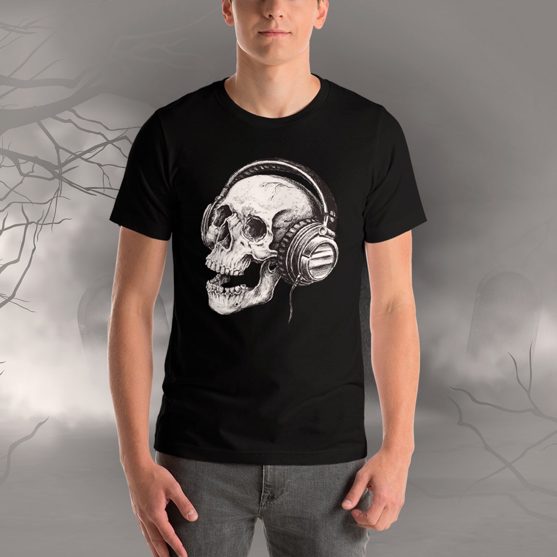 Headphones Skull T-Shirt Skull Shirt Music Shirt DJ Shirt | Etsy