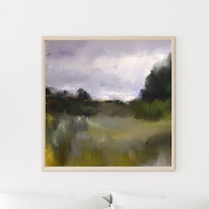 Green Landscape Painting, Abstract Landscape, Green Wall Art, Printable Art, 24 x 24 Square Wall Art, Instant Download