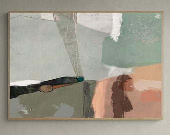 Large Abstract Art Print: Beige, Pink, and Green Tones (Digital Download)