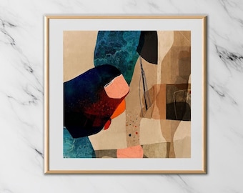 Printable Abstract Wall Art, Modern Abstract Painting, Abstract Geometric Print, Large Square Printable Art, Instant Download