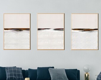Minimalistisches Beiges Poster Set: Beruhigende Landschaftswandkunst (Digitaler Download)