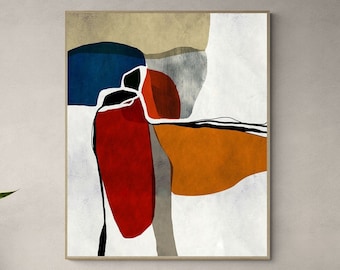 Großer abstrakter geometrischer Kunstdruck: Mid-Century Modern Wand Dekor (Digitaler Download)