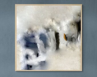 Large Abstract Landscape Print: Blue Beige Home Decor (40x40" Digital Download)
