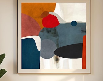 Impresión de arte abstracto moderno: decoración colorida para el hogar, arte de pared imprimible de gran tamaño para descarga instantánea