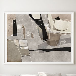 Large Beige Abstract Wall Art, Roberto Moro Printable (60x40 Print Download)